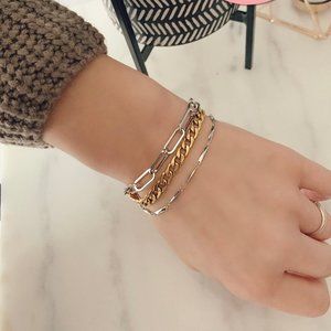 CLARA Three rows stainless steel bracelet, lenght 6,25 inches